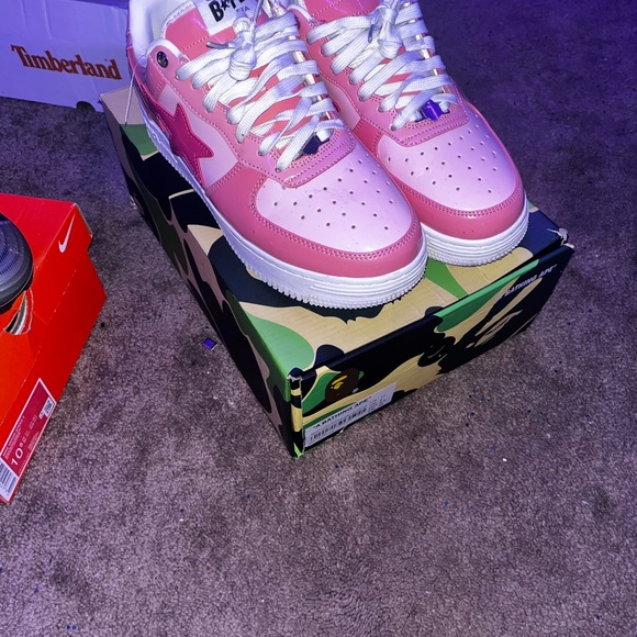 Bape Other - Bape Pink and White Skate Sneakers